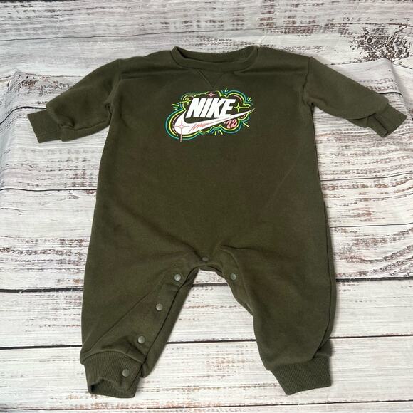 Nike Icon Graphic Romper 9 Months French Terry Unisex Baby Long Sleeve - Picture 7 of 7